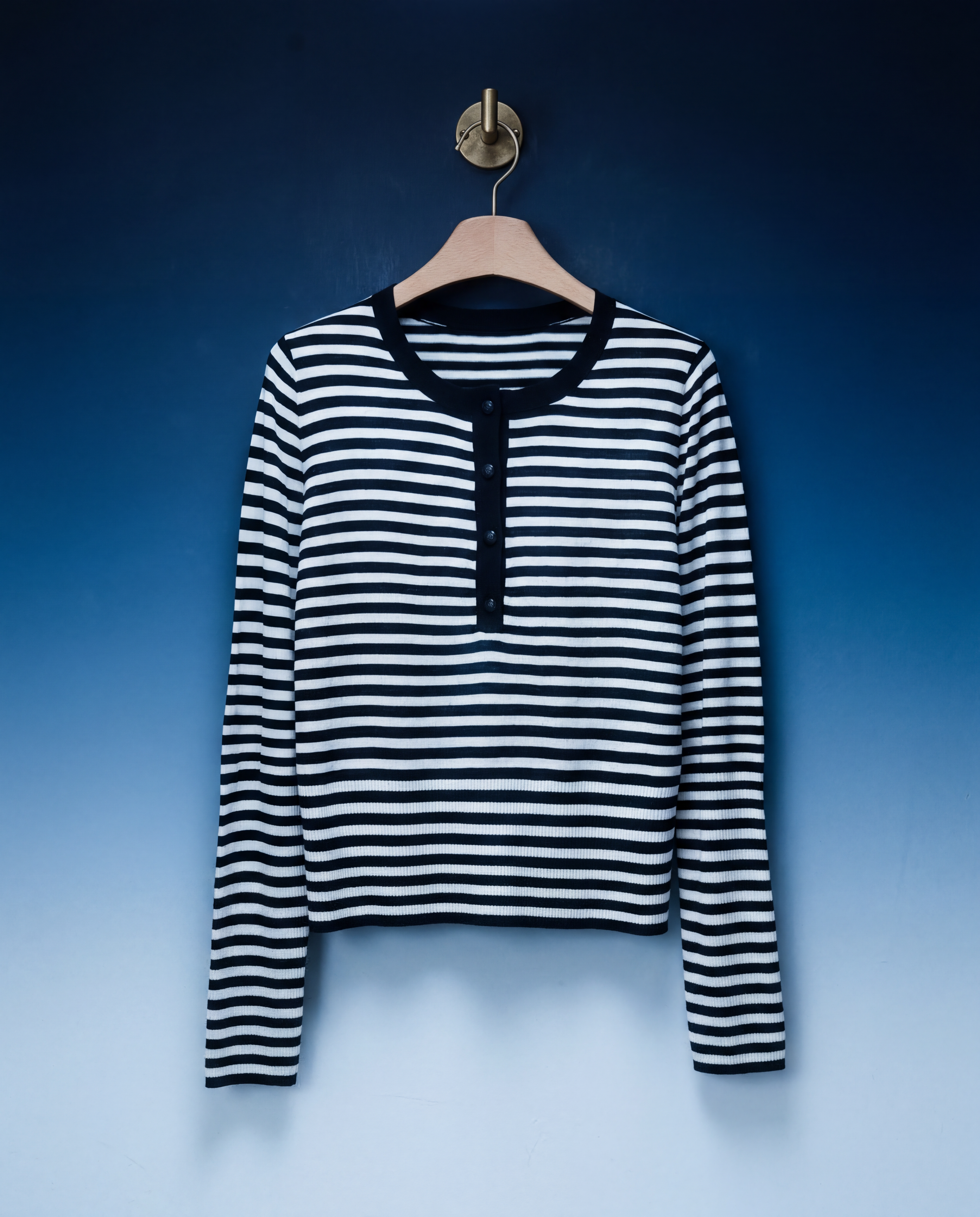 Max Mara Striped Cashmere Henley Sweater