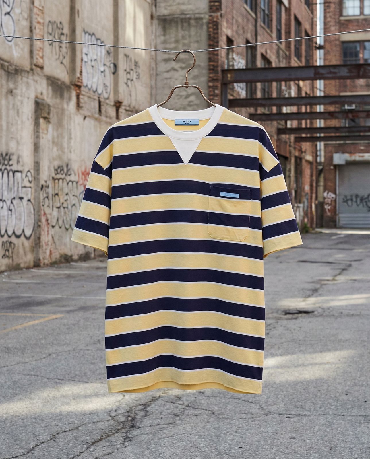 Prada Bayadere Striped Lisle Cotton T-shirt