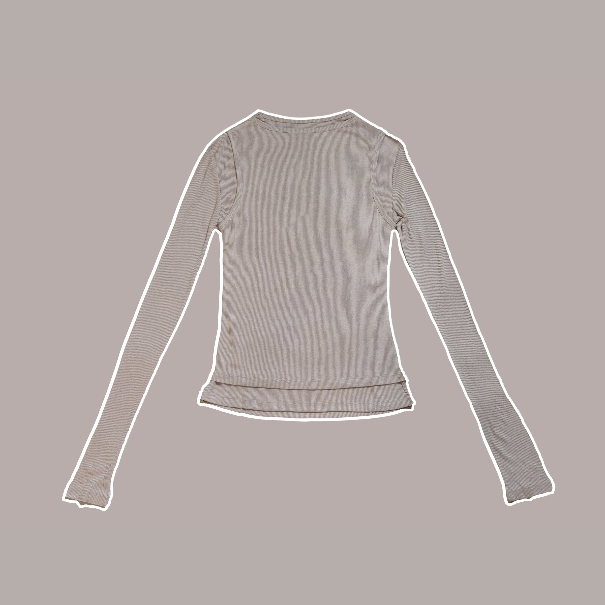 Layered Long sleeves T-shirt | Oatmeal beige