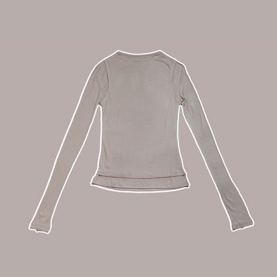 Layered Long sleeves T-shirt | Oatmeal beige