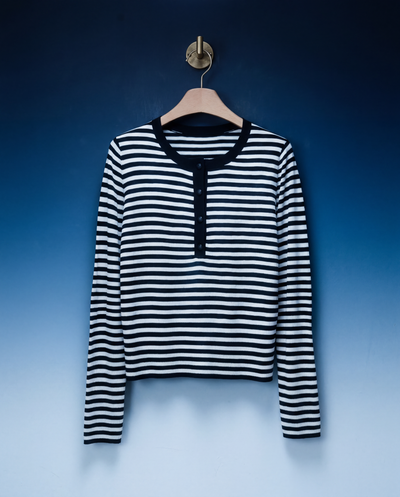 Max Mara Striped Cashmere Henley Sweater