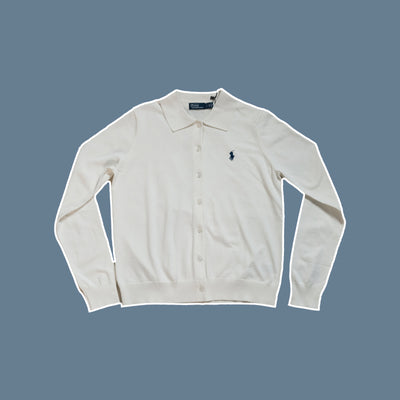 Polo-Collar Buttoned Cardigan