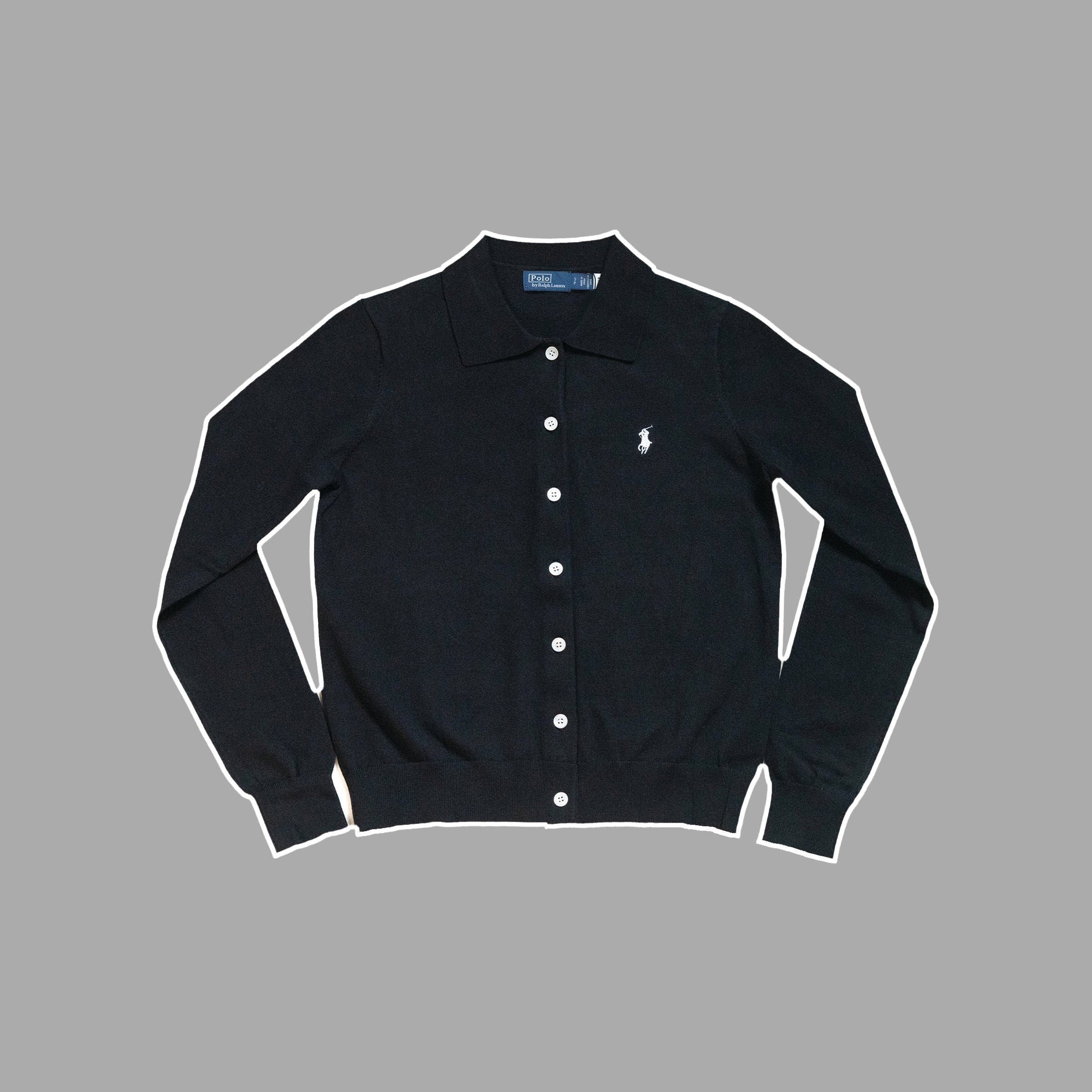 Polo-Collar Buttoned Cardigan