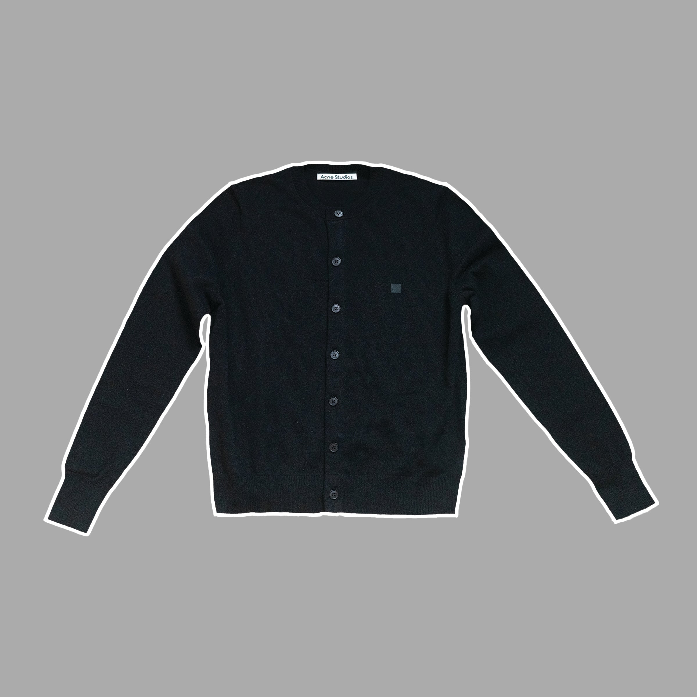 Fitted Cardigan | Black & Yak Blue