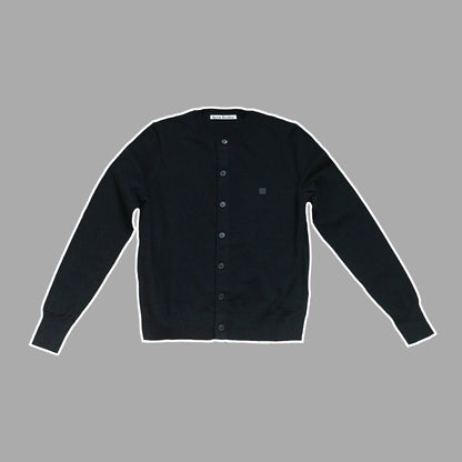 Fitted Cardigan | Black & Yak Blue