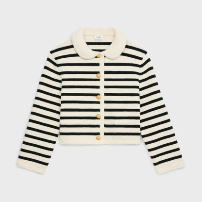 Cardigan Jacket in Striped Wool